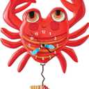 Enesco Allen Designs Lil' Crab Battery-Operated Pendulum Wall Clock, 10.91 Inch, Red