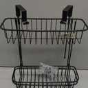 MDesign Extra Large Metal Over Shower Door Caddy, Hanging Bathroom Storage Organizer Center with Built-In Hooks and Baskets on 3 Levels for Shampoo, Body Wash, Loofahs - Black