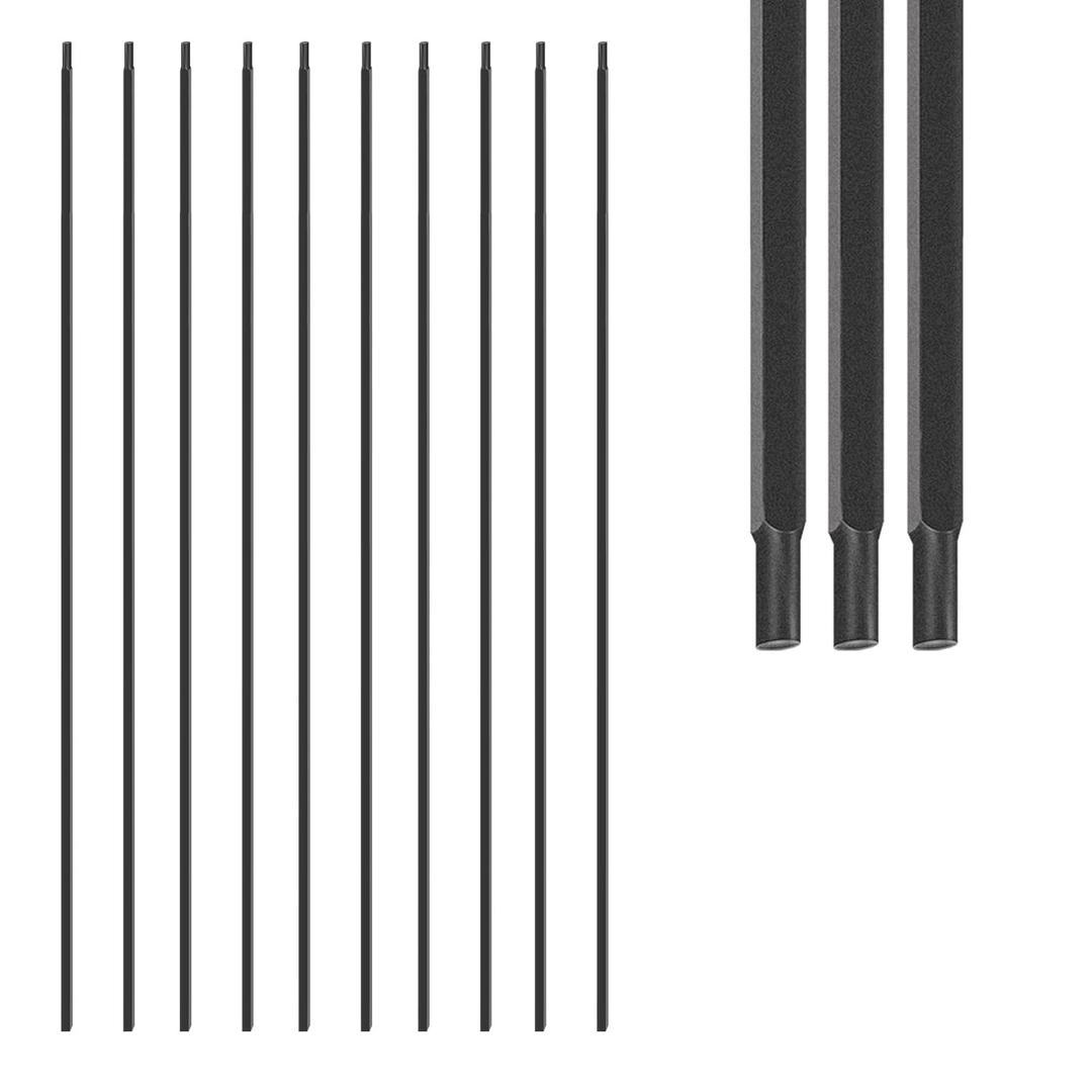 1/2 Inch Wrought Iron Plain Bar Balusters - Hollow Iron Square Metal Stair Balusters - Metal Spindles for Indoor Staircase, Satin Black (30 Pack)