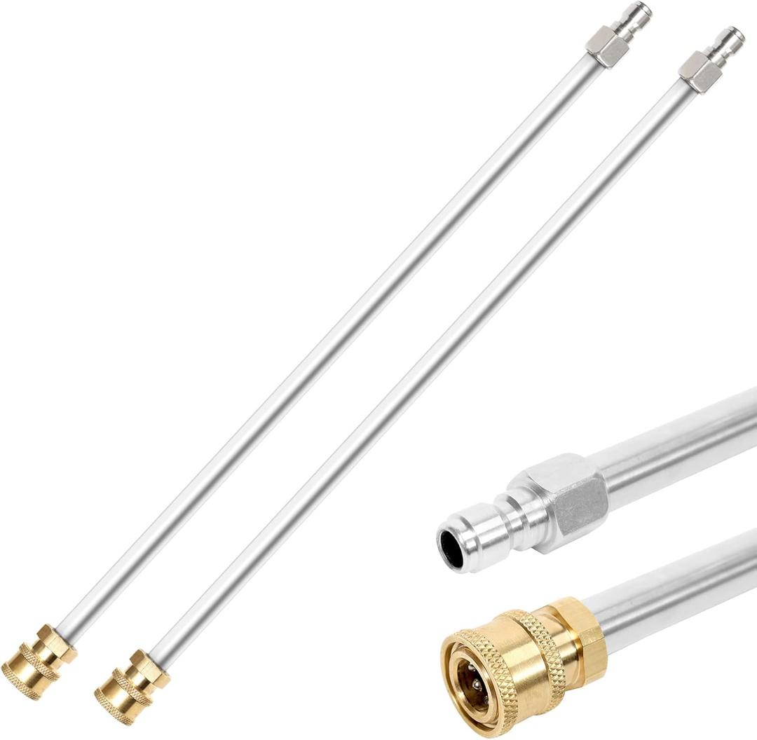 YUNVI 110 Inch Pressure Washer Wand Extension Stainless Steel Power Washer Lance Extension Spray Wand with 1/4 Inch Quickly Connect-4500PSI (2 Wands- 55" Each Wand)