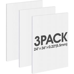 Foam Board 24"x36", Foam Core Board for Projects, Black Poster Board for Painting, Displaying (3 Pack White)