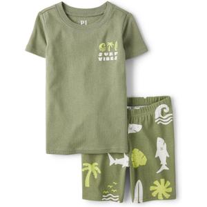 The Children's Place Boys' 100% Cotton Sleeve Top and Shorts 2 Piece Pajama Set, Size 16