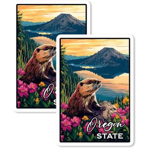 Oregon State Magnet 4 Inch 2-Pack Collectible Map Beaver  Strong Vinyl Decorative Travel Magnets for Fridge Locker Kitchen Office  Cute Fun Aesthetic Cool Durable & Long-Lasting Souvenir ID44999