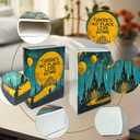 LIFFY Book Vase for Flowers, Ceramic Flower Vase Bookshelf Decor, Unique Book Shape Decration Vase Bookend Gift for Book Lovers(Teal Blue, Wizard of Oz)