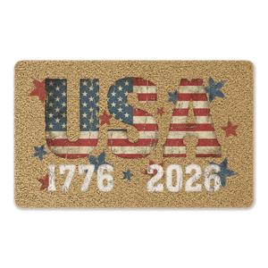 FTKBGHY Patriotic USA Door Mat, Retro Red White and Blue American Flag Star Welcome Mat for Front Door Outdoor Indoor Porch Entrance Entryway, Home Decor, 17x30 Inches