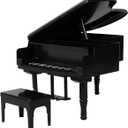 Mini Grand Piano, 1/12 Scale Accessories Miniature Piano and Stool Set, Plastic Vintage Musical Instrument for Dollhouse Decor Musical Room (Black)