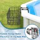 Heavy-duty Poolside Storage Baskets for Above Ground Pool for Square Top Pools Only, Fits 4.9 to 7.6" Top Rails, Adjustable Collapsible Metal Pool Storage Basket Poolside Organizer Accessories