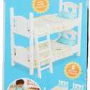 Melissa & Doug Mine to Love Wooden Play Bunk Bed for Dolls up to 18 inches-Stuffed Animals - White (2 Beds, 17.4H x 9.1W x 20.7L Assembled and Stacked)