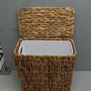 Coeusy 3 Gallon Wicker Trash Can,Small Bathroom Trash Can with Lid,Natural Water Hyacinth Wicker Waste Basket for Bedroom,Toilet,Narrow Garbage Can with Removable Liner