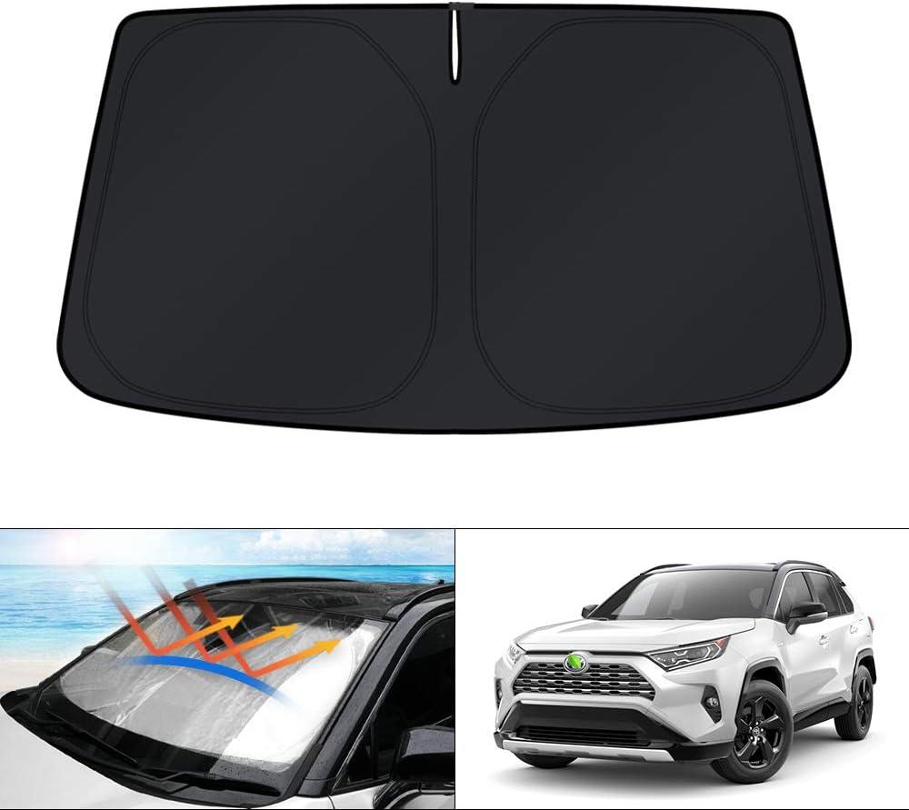 KUST Windshield Sun Shade for Toyota RAV4 2019-2021 2022 2023 2024 2025 Window Accessories Shade Sun Visor Cover Foldable Block UV Rays