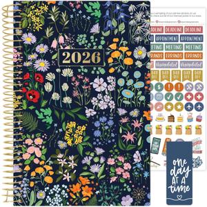 bloom daily planners 2026 Planner (January - December) Calendar Year Organizer - 5.5 x 8.25 - Weekly & Monthly Agenda Book with Stickers & Bookmark - Garden Party, Navy