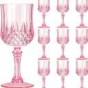 Plastic Wine Glasses, Plastic Goblets Vintage Style Cordial Unbreakable Drinking Glasses, Reusable Drinkware for Wedding Reception, Grand Event Party Supplies, Easter (10, Pink)