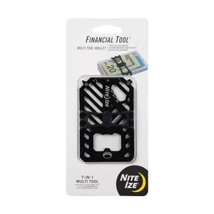 Nite Ize Financial Multi Tool Wallet - Stainless Steel 7-in-1 Multi Tool - Travel Wallet for Men & Women - Bottle Opener, Screwdriver, Rulers & More - Black