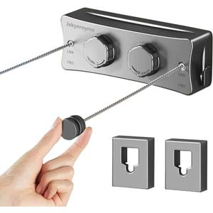 Retractable Clothesline Indoor & Outdoor, Non-Sagging Wall Mounted Drying Rack Clothesline, 16.7 Ft Stainless Steel Wire Double Clothes Lines, Hanging Clothes line for Balcony, Courtyards(Grey)