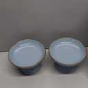 VCEPJH Elevated Cat Bowls 6.1in Shallow Cat Food Plate Pack of 2 Ceramic Raised Cats Dish Flat Anti Whisker Fatigue Wide Pet Food & Water Feeder for Indoor Kitty Kitten (Blue)