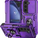 Phone Case for Samsung Galaxy Z Fold 6 with S Pen Holder & Hinge Protection for Samsung Z Fold 6 Case with Stand Ring & Slide Camera Cover, Heavy Duty Military Grade Protective (Purple)