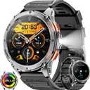 Military Smart Watches for Men with GPS, 1.43" AMOLED Bluetooth Call Smartwatch with LED Flashlight, Smart Watch for Android iOS, IP68 Waterproof Fitness Tracker with Heart Rate (Black)