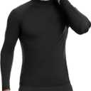 Thermal Compression Shirts for Men, Fleece Lined Long Sleeve Turtle Mock Neck Shirt, Cold Weather Running Athletic Base Layer Tops Black (XL)
