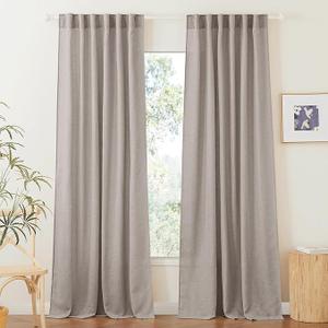 RYB HOME Linen Textured Curtains Semi Sheer Window Curtains Light Filtering Ariy Privacy Sheers for Bedroom Living Room Bathroom Patio Door, Birch Brown, 52 inch Wide x 84 inch Long, 2 Panels RYB HOME Linen Textured Curtains Semi Sheer Window Curtains Light Filtering Ariy Privacy Sheers for Bedroom Living Room Bathroom Patio Door, Birch Brown, 52 inch Wide x 84 inch Long, 2 Panels