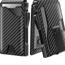 typecase Tactical Wallet for Men Card Holder: Pop Up Card Case, Genuine Leather, Smart, RFID Blocking, Slim, Minimalist, Thin, Front Pocket - 9-13 Card Capacitiy, ID Window, Money Clip (Carbon Fiber)