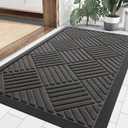 Smiry Front Door Mat Outside Entrance, Heavy Duty Outdoor Indoor Natural Rubber Doormat, Non Slip, Trap Dirt and Moisture, Easy Clean, Low Profile Patio Porch Entryway Mat, 29.5x17, Grey (29.5" x 17")