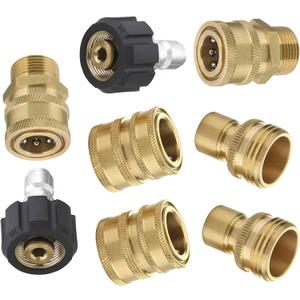M MINGLE Ultimate Pressure Washer Adapter Set, Quick Disconnect Kit, M22 Swivel to 3/8 Inch Quick Connect, 3/4 Inch to Quick Release, 8-Pack