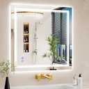 30"x30" LED Bathroom Mirror with Lights, Anti-Fog, Backlit + Front Lit, Dimmable, Led Vanity Mirror for Wall, Lighted Bathroom Mirror,3 Colors, Shatter-Proof Tempered Glass (White)