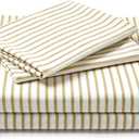 FreshCulture King Size Sheets Set - Ultra Soft Striped Microfiber Sheets - Deep Pockets up to 16" - Easy Care - Hotel Luxury 4 Piece Set, Stripe Beige
