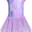 Arshiner Girls Ruffle Sleeve Ballet Dance Dress Tutu Skirted Leotard, Size 14, Colorful