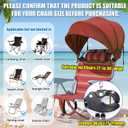 DaisyInner 1 Pcs Beach Chair Umbrella Canopy Extra Large Foldable Chair Sun Shade with Adjustable Clamp for Beach Camping Fishing Lounge Outdoor (Brick Red)
