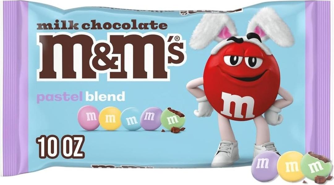 M&M'S Milk Chocolate Easter Candy, Chocolate for Easter Basket Stuffers, Eggs, 10 Ounce Bag (EXP 12/31/26)