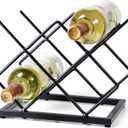 Countertop Wine Rack - 5 Bottle Freestanding Modern Gold Metal Small Wine Rack - Tabletop Wine Holder Stand for Cabinet, Pantry, Wine Bottle Storage