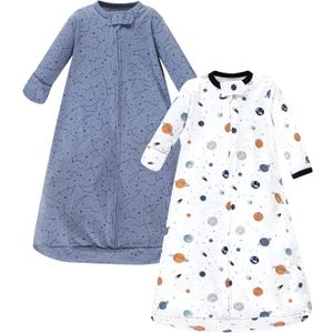 Hudson Baby Unisex Baby Cotton Long-Sleeve Wearable Sleeping Bag, Sack, Blanket (12-18 Months, Space)