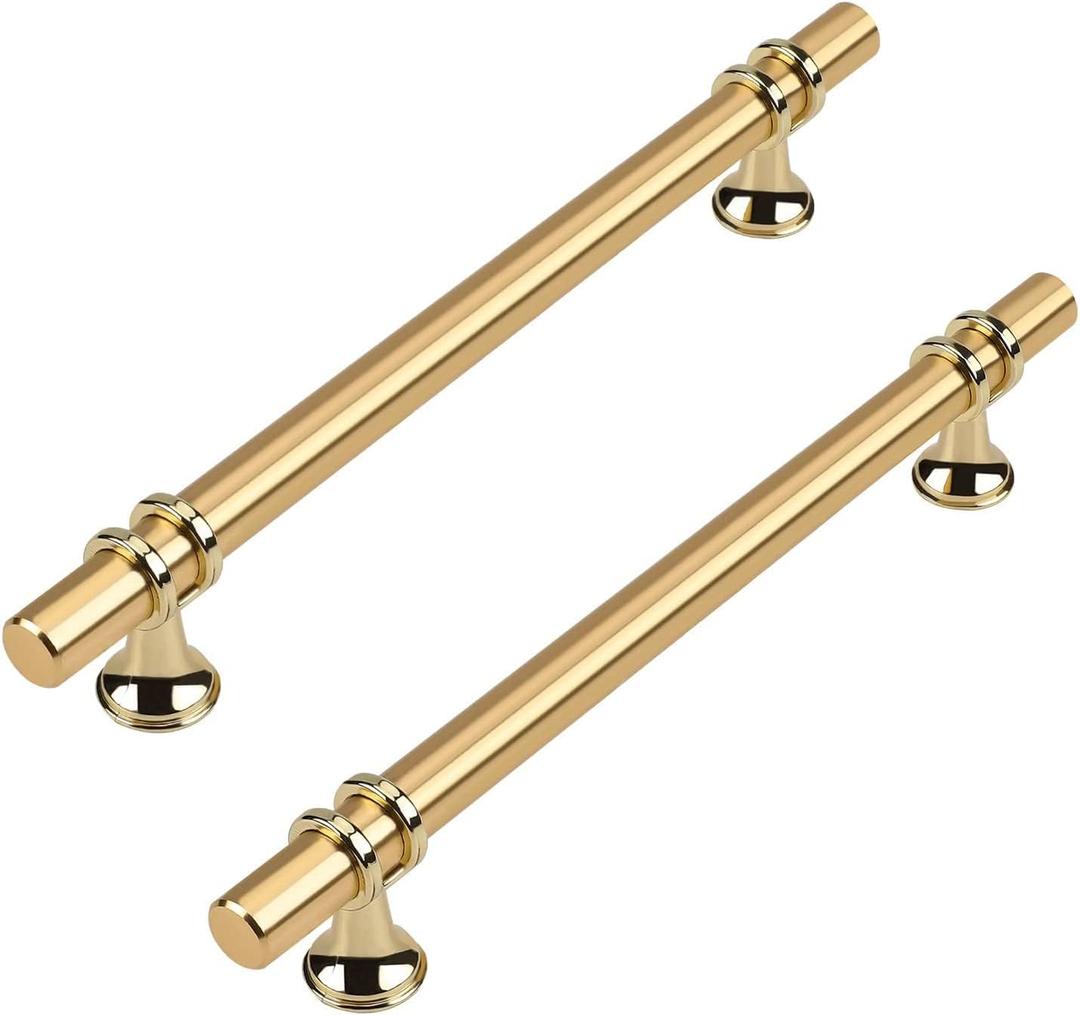 10 Pack Kitchen Cabinet Handles Gold Cabinet Pulls 6-1/4 Inch Brushed Gold Drawer Pulls for Dresser Bathroom Modern Kitchen Hardware for Closet and Cupboard, Zinc Alloy Base