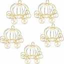 5Pcs Cinderella Carriage Centerpiece, Princess Carriage Candy Box, Halloween Pumpkin Candy Holder, Plated Pumpkin Carriage Decor for Tables Birthday Wedding Party Decorations