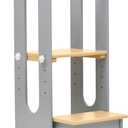 Little Partners Foldable Toddler Tower, Learning Tower Explore 'N Store Montessori Standing Kitchen Tower with Folding Step Stool Platform for Cooking and Learning, Ages 2+ (Silver Drop W/Natural)