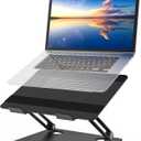 BoYata Laptop Stand, Adjustable Laptop Riser with Slide-Proof Silicone and Protective Hooks, Laptop Stand for Laptop up to 17 Inches, Laptop Holder Compatible for MacBook, Laptop-Black