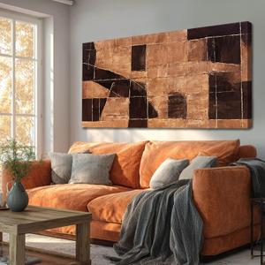 Modern Brown Geometry Art Wall Decor 24x48 Inch Bedroom Office Decor