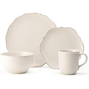 Pfaltzgraff Chateau Cream 16-Piece Stoneware Dinnerware Set, Service for 4, Off White