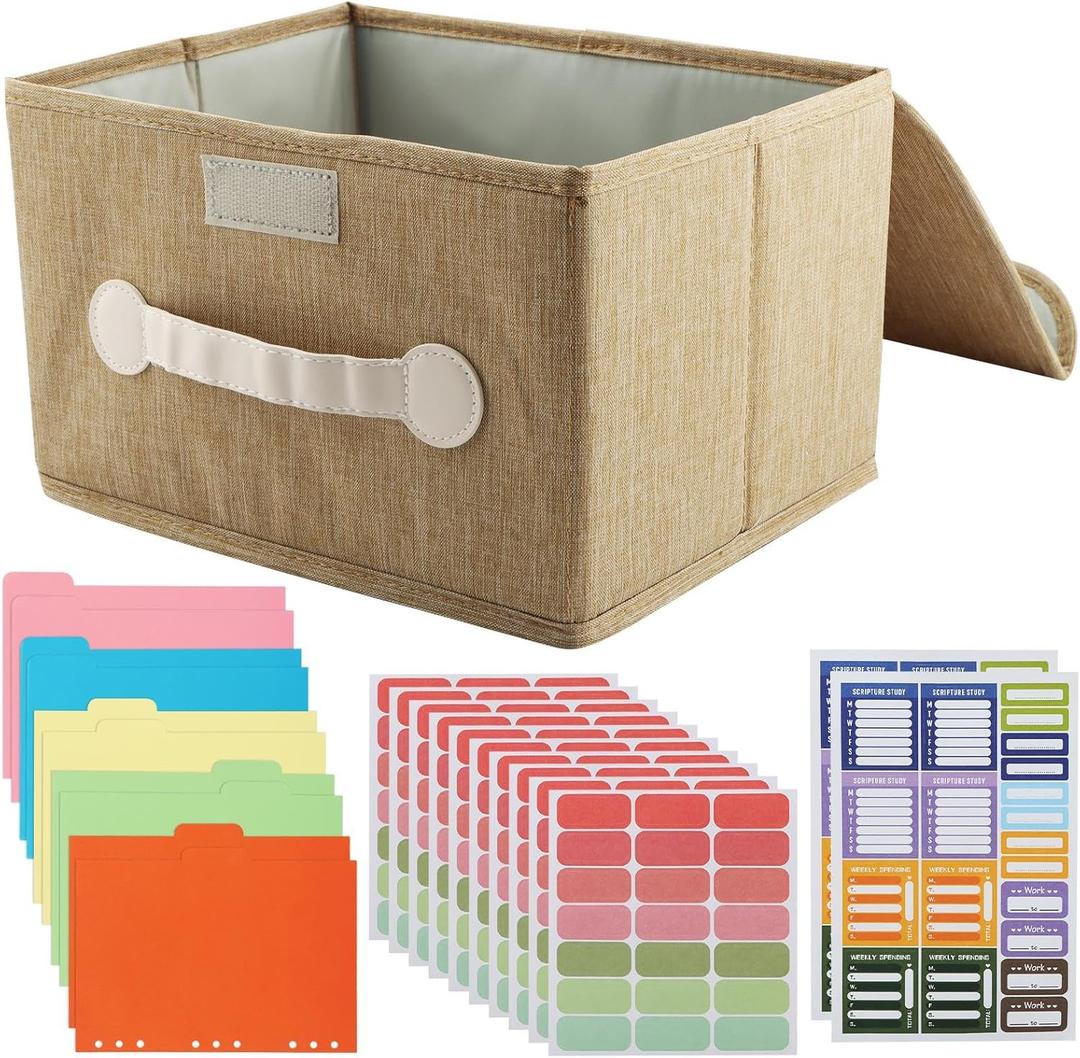 Greeting Card Organizer & Storage Box with 10 Pcs Dividers, Storing 120+ Cards with 210 Pcs Labels and 2 Pcs B5 Index Paper, for Scrapbooking, Envelopes, Sticker, Photos, Notecards(Type B)