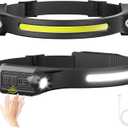 AlpsWolf LED Headlamp Rechargeable, 2 XPE LED and COB LED Head Lamp, Sensor Mode, 260 Wide Beam, IPX4 Waterproof, Rechargeable Headlight for Camping Accessories (2 Pack)