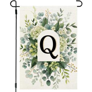 CROWNED BEAUTY Monogram Initial Letter Q Garden Flag Outside 12x18