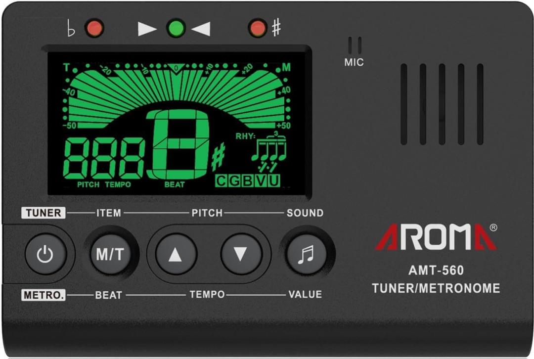 Aroma 3 in 1 Digital Metronome Tuner for All Instruments - Guitar, Piano, Violin, Bass, Ukulele, Trumpet, Flute, Clarinet - Accurate Chromatic Tuner, Metronome, Tone Generator, Easy Operation