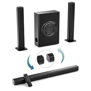 GEOYEAO Sound Bars for TV with Subwoofer, 2.1ch Home Audio Speaker & 3D & 240W Deep Bass Subwoofer Bluetooth 2-in-1 Detachable TV Surround Sound Speaker System