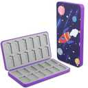 QIANRENON 24 in 1 Game Cassette Magnetic Organizer Case Micro SD Game Card Storage Case, Holds 24 Switch Card+24 MicroSD Card, Storage NDS Switch OLED Switch Lite Card, Purple (Starry Sky Pattern)