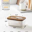 LE TAUCI Butter Dish with Lid for Countertop, Ceramic Butter Container, Embossed Butter Keeper with Acacia Wood lid, Knife, and Airtight Cover, Farmhouse Decor - Set of 1, Arctic White, Bee Pattern