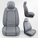MIROZO Car Seat Covers Full Set - Leather Seat Covers Grey Breathable Vehicle Cushion Cover Fit for Most Sedan, Truck and SUV (Gray)