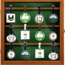 Silipull Golf Bag Tag Collection Display Case Holds 40 Bag Tags 16.54 x 15.35 x 1.77 Inch Wall Mount Wooden Shadow Box W/98% UV Acrylic Door Lockable Storage Display Box for Collection(Brown, Green)