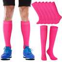 Haysandy 12 Pairs Youth Socks Bulk Soccer Football Softball Baseball Socks for Athletic Girls Kids Youth Adults Team Sport(Hot Pink, M)