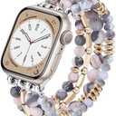VISOOM Beaded Boho Bracelet Compatible for Apple Watch Band 40mm/38mm/41mm/42mm Series 11 10 9 8 7 SE Series 6/5/4 Women Fashion Cute Handmade Crystal Beads Stretchy Watch Strap for iWatch Bands 3/2/1